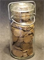 3lb Bail Top Quart Jar Full of Wheat Pennies