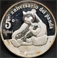 Rare 12 Troy Oz .999 Silver 1987 Proof Panda