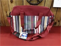 Burgundy w/ Khaki Stripe Cooler Bag
