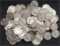 80 Full Date Buffalo Nickels, 2 Rolls