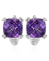 14KT White Gold 14.81ctw Amethyst and Diamond Earr