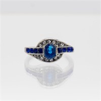 Lab Created Ladies Blue Sapphire White Gold Filled