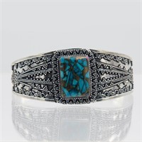 16ct Turquoise Cuff Bangle Bracelet
