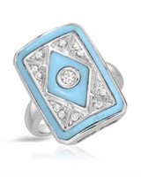 14KT White Gold 1.04ctw Turquoise and Diamond Ring