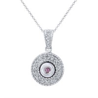 14KT White Gold Pink Sapphire and Diamond Pendant