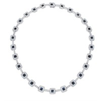 14KT White Gold 5.30ctw Blue Sapphire and Diamond
