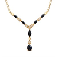 Plated 18KT Yellow Gold 3.50ctw Black Sapphire and