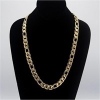Huge 107 Gram 14Kt Gold Plate Figaro Link Necklace