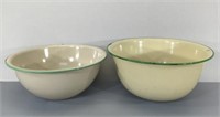 Two Antique Enamel Mixing Bowls