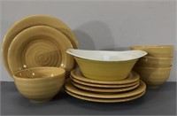 Ochre Ceramic Dinnerware w/Serving Bowl