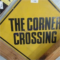 Corner crossing wood sign 24"x24"