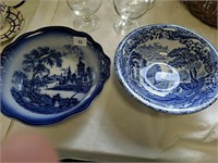 Two vintage blue/white dishes