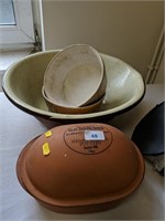 Baking brick & vintage earthenware bowls