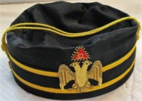 Vintage Masonic Cap with Hard Leather Case