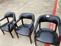 Group: (6) Leather Rolling Chairs w/ Arms