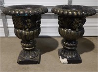 Pair of Large Outdoor Concrete Urns