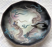 Japan Satsuma Moriage Dragonware Handled Bonbon
