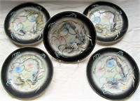 5 Piece Satsuma Moriage Betson's Dragonware Plates