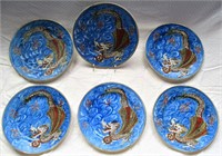 6 Piece Satsuma Moriage Dragonware Porcelain Plate