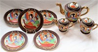 8 Piece Satsuma Moriage Dragonware Porcelain Set