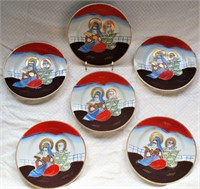 6 Piece Satsuma Moriage Porcelain Plates