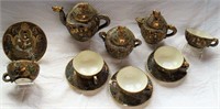 12 Pc Satsuma Moriage Dragonware Set Signed Old