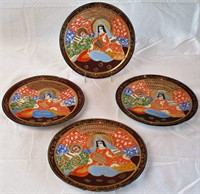 4 Piece Satsuma Moriage Porcelain TT Japan Plates