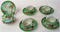 10 Pc Miniature Satsuma Moriage Dragonware Set