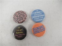 Lot Of (4) Various Button Pins