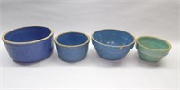 4 Blue/Green Stoneware Bowls