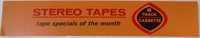 Stereo Tapes 8 Track Metal Orange Advertising Sign