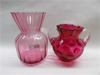 2pcs. Cranberry Glass