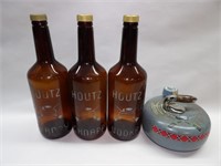 "Houtz" Etched Bottles & Curling Decanter