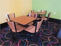 Two Assorted Tables and Nine Wood/Metal Chairs