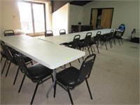 Group of Three 8' Folding Tables and Approx. Twent