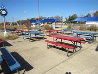 18 Blue and Red Picnic Table: Loose Paint