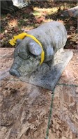 concrete pig, missing ear, 14” long