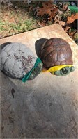 Pair of concrete turtles, 8” long