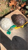 Pair of concrete turtles, 8” long