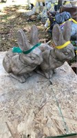 Pair of concrete rabbits, 12" long