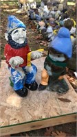 Pair of concrete gnomes, detail painted with s