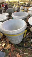 Two Fesitival planter pots, 16" tall concrete