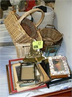 STACK OF PICTURE FRAMES, FLOATING SHELVES,