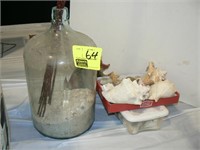 5-GALLON GLASS BOTTLE WITH SAND AND SEASHELLS