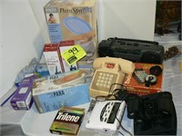 BINOCULARS, COMPASS, RADIO SHACK PERSONAL RADIOS,