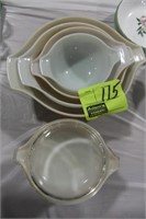 BUTTERFLY GOLD PYREX NESTING BOWLS and CASSEROLES