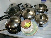 GROUP POTS AND PANS, RENA STAINLESS POTS, STACK