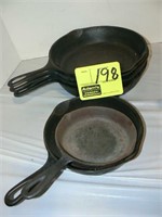 6 CAST IRON PANS (ONE IS WAGNER)