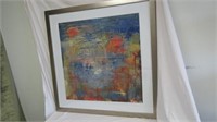 FRAMED PRINT ON CANVAS  ABSTRACT 37"T X 37"W