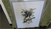 FRAMED PRINT ABSTRACT 34.5"T X 29"W